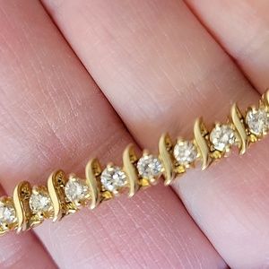 14K yellow gold diamond tennis bracelet